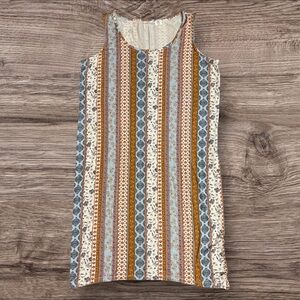 Lucky Brand 1X Multicolor Striped Midi Boho Dress with Chic Floral Detail